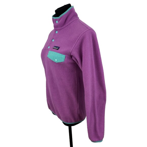 PATAGONIA Synchilla fleece Snap-T pullover - women's size XXS pink aqua 25455 - Picture 5 of 9